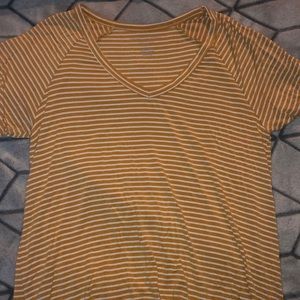 Yellow & White stripped American Eagle shirt